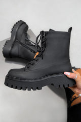 LEVEL UP Chunky Lace Up Ankle Boots - Black