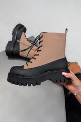 LEVEL UP Chunky Lace Up Ankle Boots - Camel-2