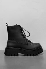 LEVEL UP Chunky Lace Up Ankle Boots - Black - 5