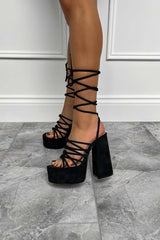 ZARA Chunky Platform Heels - Black Suede - 1