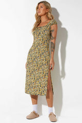 Motel Rocks Lona Midi Dress - Spring Ditsy Yellow