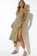 Motel Rocks Lona Midi Dress - Spring Ditsy Yellow - 1