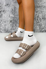 MABLE Flat Slider Sandals - Mocha-4