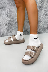MABLE Flat Slider Sandals - Mocha-3
