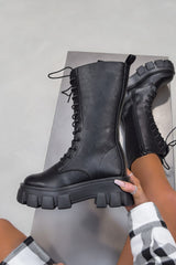 MAKE IT Super Chunky Platform Mid Boots - Black PU