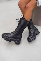 MAKE IT Super Chunky Platform Mid Boots - Black PU - 2