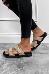 MAYA Chunky Buckle Sliders - Beige - 1