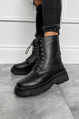 MIYAH Chunky Ankle Boots - Black PU