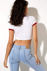MOTEL ROCKS RINGER TEE ADRENALINE GIRLS WORLD TEAM - Red/White - 1