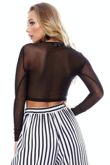 Mesh Crop Top - Black -1