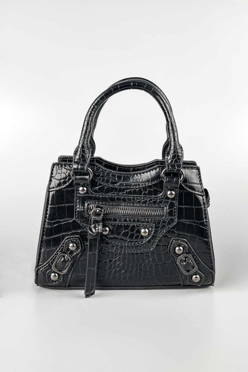 Mini Tote Bag - Black Croc
