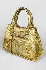 Mini Tote Bag - Gold Croc - 1