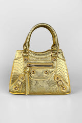 Mini Tote Bag - Gold Croc