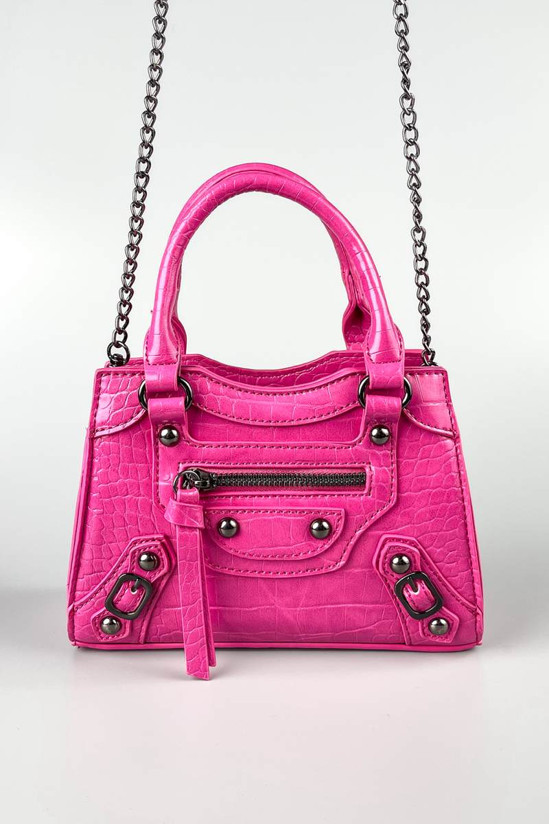 Mini Tote Bag - Pink Croc - 1