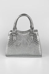 Mini Tote Bag - Silver Croc - 3
