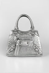 Mini Tote Bag - Silver Croc