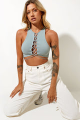 Motel Rocks Giwta Crop Top - Blue Surf