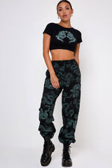 Motel Rocks Tindy Dragon Print Top - Black/Mint - 1