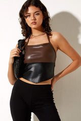 Motel rocks Manipa Crop Top - Brown/Black