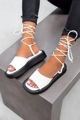 NINA Chunky Tie up Sandals - White