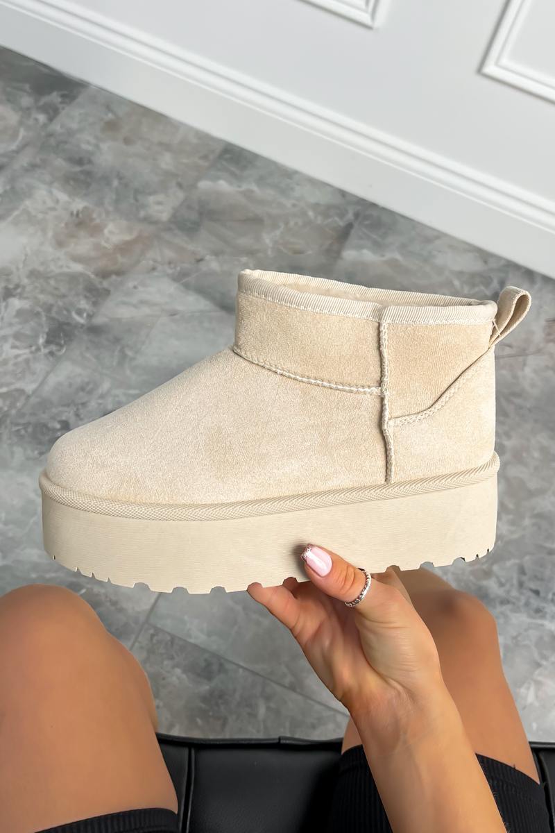 NOA Ultra Mini Platform Ankle Boots - Beige