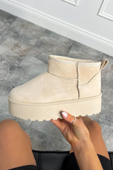 NOA Ultra Mini Platform Ankle Boots - Beige
