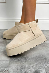 NOA Ultra Mini Platform Ankle Boots - Beige - 1