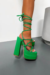 NOVA Chunky Platform Heels - Green - 3