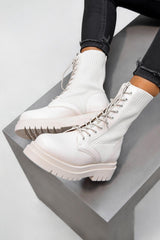 ORLA Chunky Ankle Boots - Cream - 1