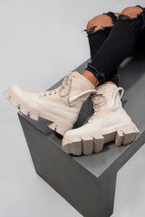 PERIL Chunky Ankle Boots - Beige-2
