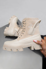 PERIL Chunky Ankle Boots - Beige