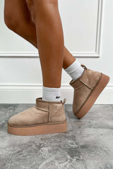 QUINN Ultra Mini Platform Ankle Boots - Beige - 2
