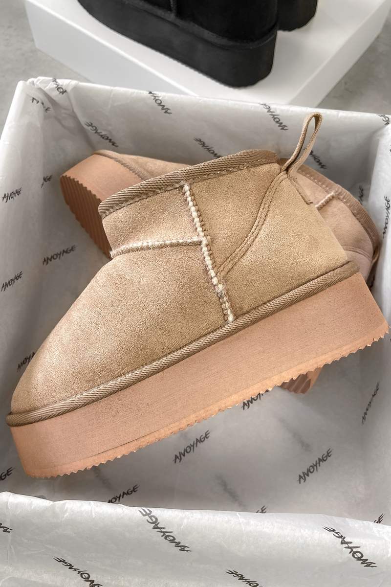 QUINN Ultra Mini Platform Ankle Boots - Beige