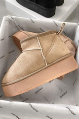 QUINN Ultra Mini Platform Ankle Boots - Beige