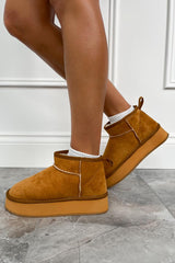 QUINN Ultra Mini Platform Ankle Boots - Camel