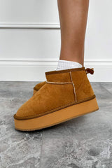 QUINN Ultra Mini Platform Ankle Boots - Camel - 1