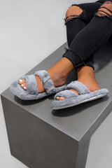 RAINA Faux Fur Slipper - Grey-1