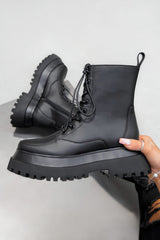 RAPTOR Panelled Ankle Boots - Black PU - 4
