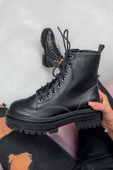 REAKTOR Chunky Platform Ankle Boots - Black PU