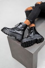 REGULATE Chunky Ankle Boots - Black Croc-2