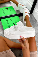 REMMY Chunky Buckle Sandals - White