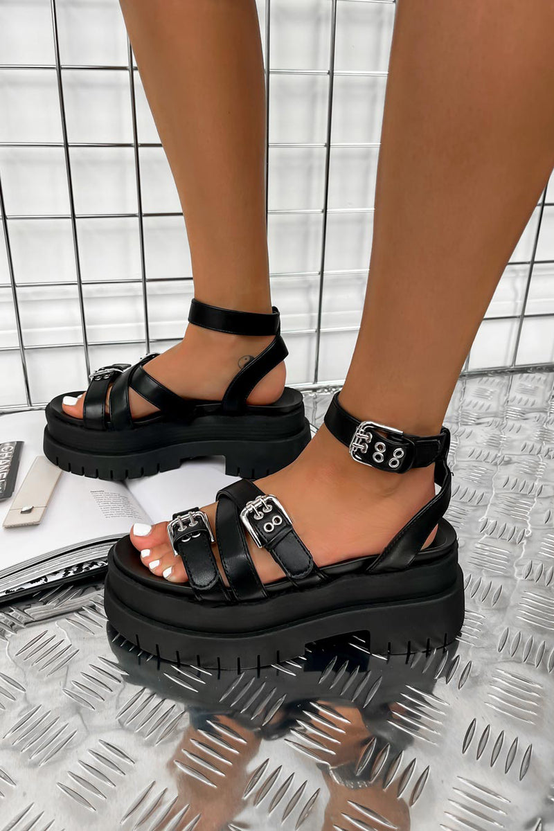 RETAKE Super Chunky Gladiator Sandals - Black PU-1