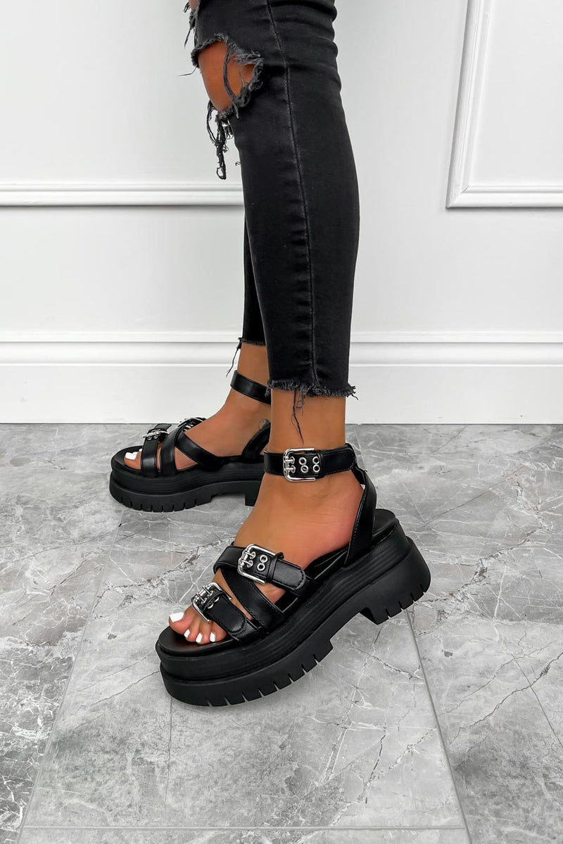 RETAKE Super Chunky Gladiator Sandals - Black PU-3