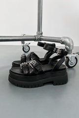 RETAKE Super Chunky Gladiator Sandals - Black PU - 4