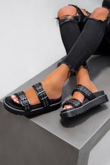 REVOLT Chunky Eyelet Sandals - Black-2