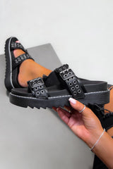 REVOLT Chunky Eyelet Sandals - Black