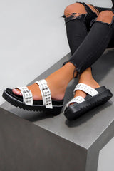REVOLT Chunky Eyelet Sandals - White-1