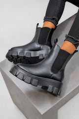 RIO Chunky Sole Ankle Boots - Black PU-1