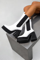 RISE Platform sock Fit Boots - White-2