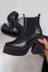 RISE UP Platform Chelsea Boots - Black PU-2